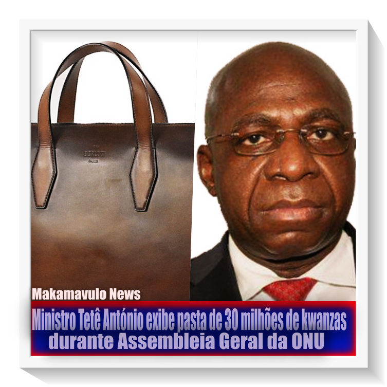 Ministro Tetê António exibe pasta de 30 milhões de kwanzas durante Assembleia Geral da ONU